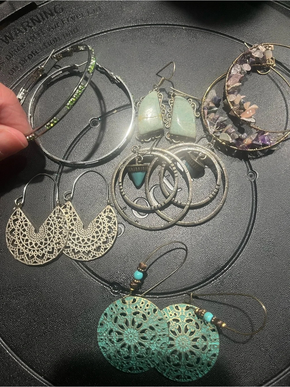 Mixed Metal and Turquoise Women’s Earring Set - Green & Gold Accents